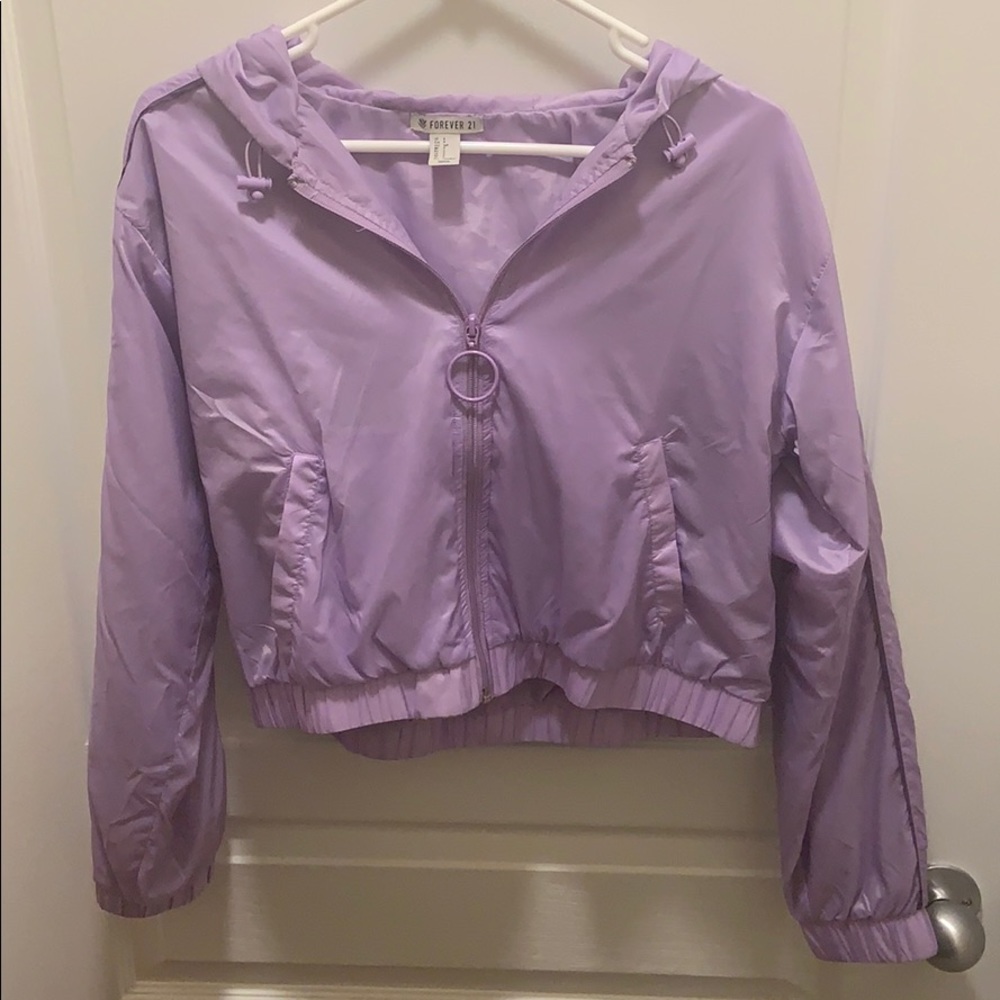 purple forever 21 active windbreaker crop top